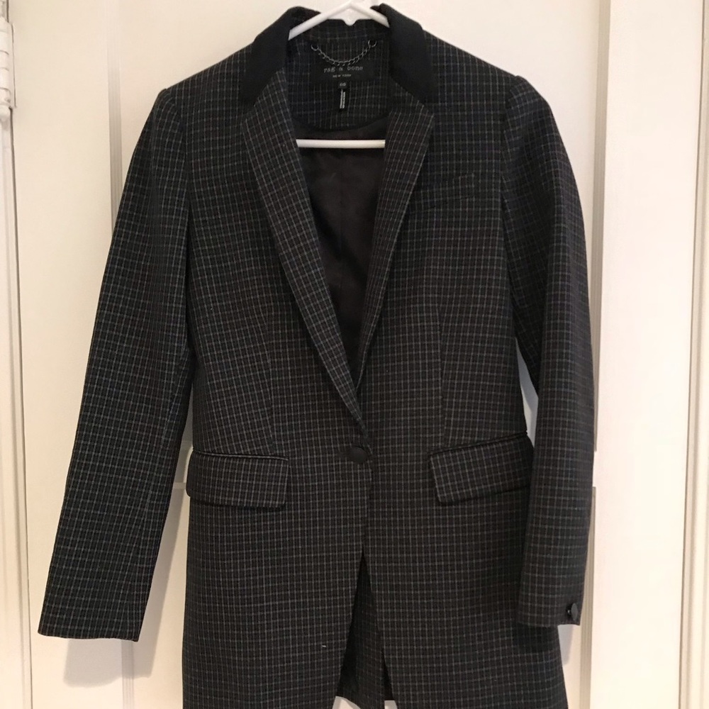 Rag & Bone Peak-Lapel One-Button Plaid Blazer